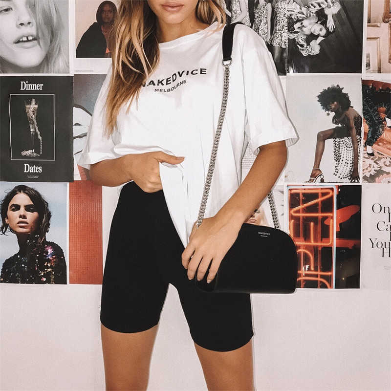 Shorts Women Thin Fitness Casual High Waist Fashion Biker Shorts Summer Slim Knee-Length Bottoms Black Cycling Shorts Streetwear 210611