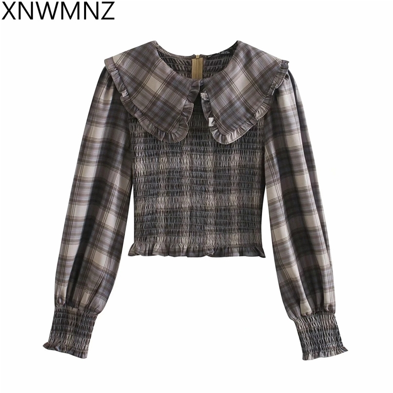 Women's Blouse checked peter pan collar Top vintage long sleeve with elastic cuffs shirt women fashion blouses 210520, Picture color
Women's Blouse checked peter pan collar Top vintage long sleeve with elastic cuffs shirt women fashion blouses 210520, Picture color