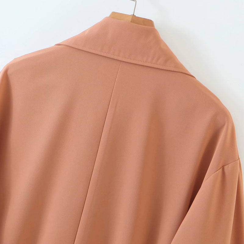 Autumn Product Solid Color Loose Long-sleeved Drape Woman's Jacket Long Over-the-knee Temperament Female Coat Tops 210507