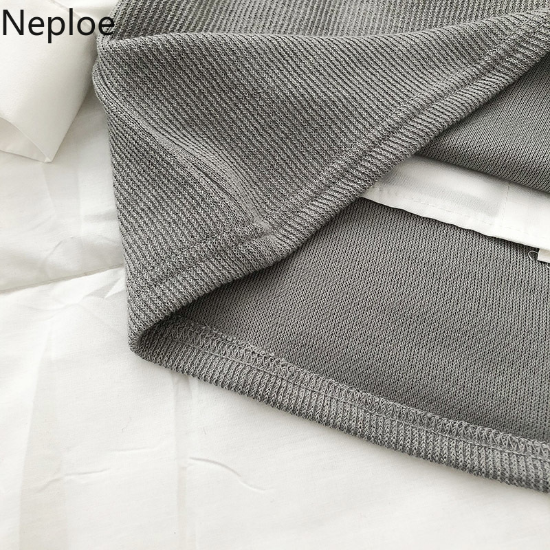 Neploe 2 Piece Set Women Fashion Suit Vintage Knitted Vest Dress Loose White Shirt Tops Femme Roupas Korean Two Piece Set 210422