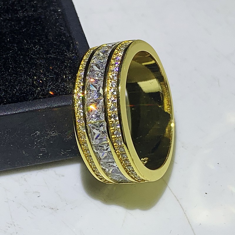 Choucong Brand Unique Wedding Rings Jewelry Sterling Sier Gold Fill Princess Cut White Topaz CZ Dia Party Engagement Band Ring For Men Gift
