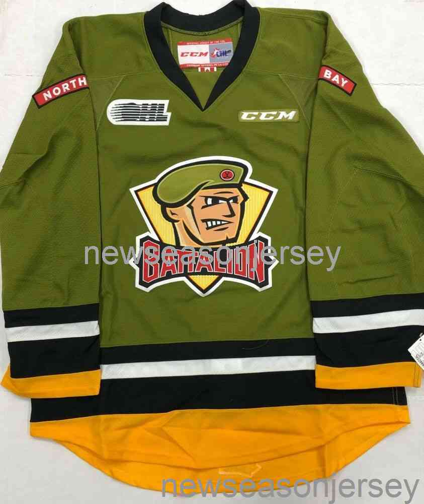 Stitched New CCM North Bay Battalion Hockey Player Jersey custom any name number, Green 
Stitched New CCM North Bay Battalion Hockey Player Jersey custom any name number, Green