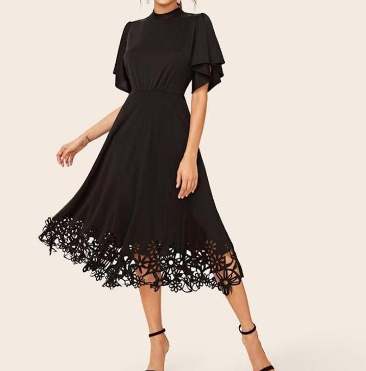 Women Dress Black Temperament Party es High Waist Large Hem Plus Size Summer es Fashion Long Beach 210513