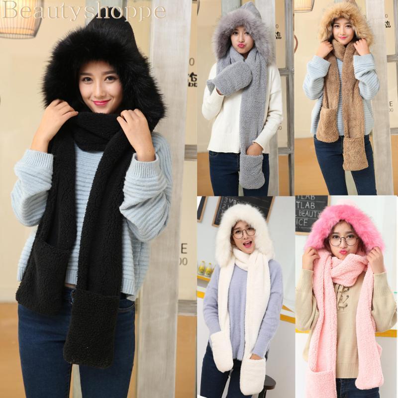 Scarves Winter Warm Gloves Women Hoodie Pocket Earflap Hat With Fur Trim Long Scarf Snood Wraps Double Use And, Blue;gray
Scarves Winter Warm Gloves Women Hoodie Pocket Earflap Hat With Fur Trim Long Scarf Snood Wraps Double Use And, Blue;gray