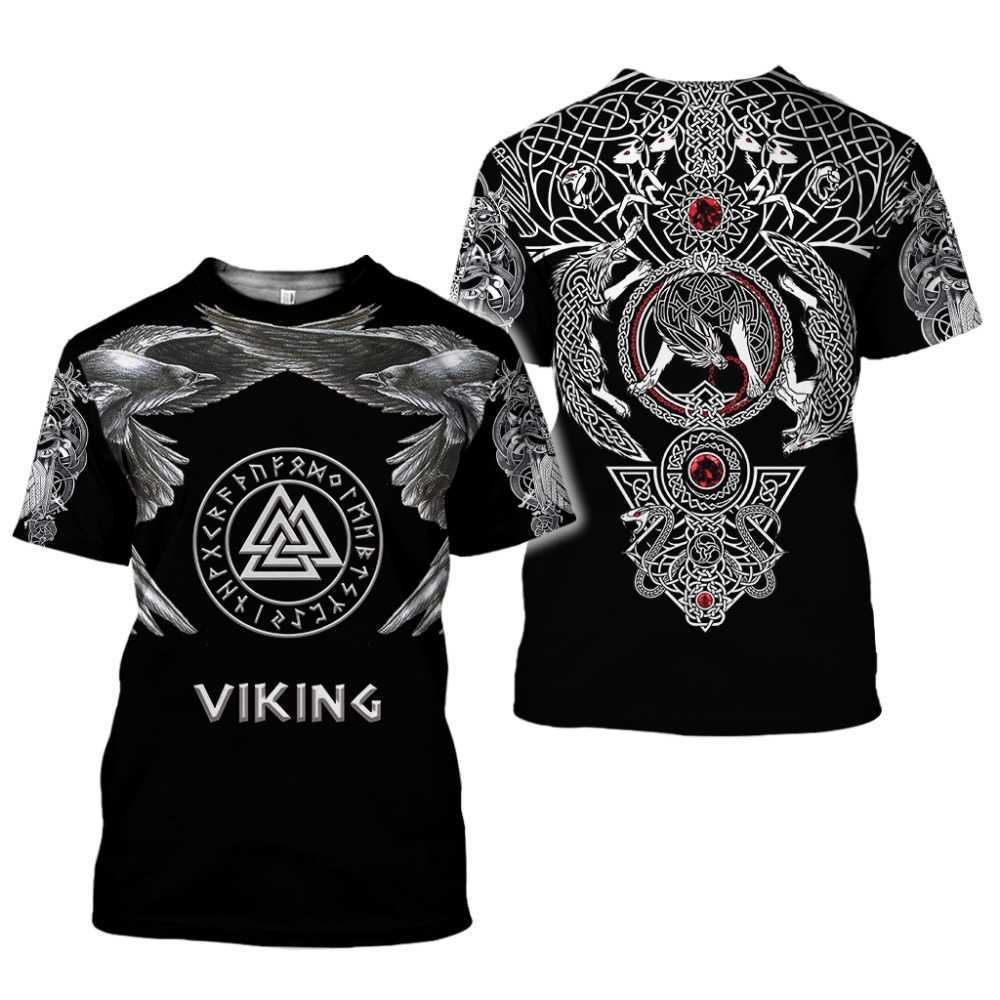 Fashion Men hoodies 3D Printed Viking Tattoo t shirt tees shorts sleeve Apparel Unisex Norse cosplay streetwear-2 210629