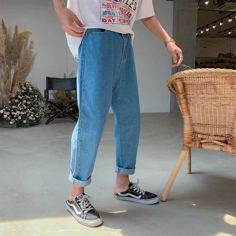 Wholesale 2020 Summer Hong Kong style jeans men' Korean loose straight Denim pants men' retro wide leg ankle length jeans men X0621, Blue
Wholesale 2020 Summer Hong Kong style jeans men' Korean loose straight Denim pants men' retro wide leg ankle length jeans men X0621, Blue