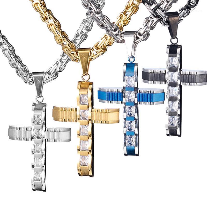 Chains Cross Pendant Necklace For Men Women Stainless Steel Chain Mens Necklaces Paved Clear Rightstones Black Blue Gold Silver Color
Chains Cross Pendant Necklace For Men Women Stainless Steel Chain Mens Necklaces Paved Clear Rightstones Black Blue Gold Silver Color