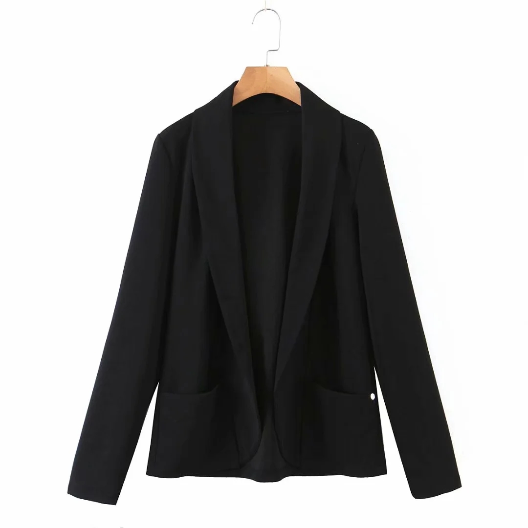 Black WIthout Button Long Sleeve Blazer Jacket Coat Elegant Casual Coats Office Lady Streetwear Chic Tops 210521
Black WIthout Button Long Sleeve Blazer Jacket Coat Elegant Casual Coats Office Lady Streetwear Chic Tops 210521