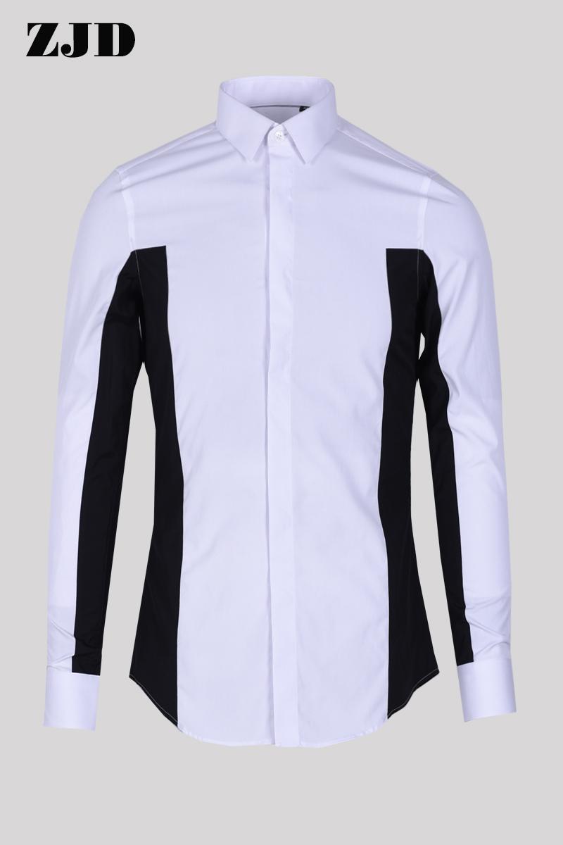 S-6XL 2021 Men's Clothing Hair Stylist GD Fashion Black-and-white Stitched Shirts Shirt Coat Plus Size Costumes Casual