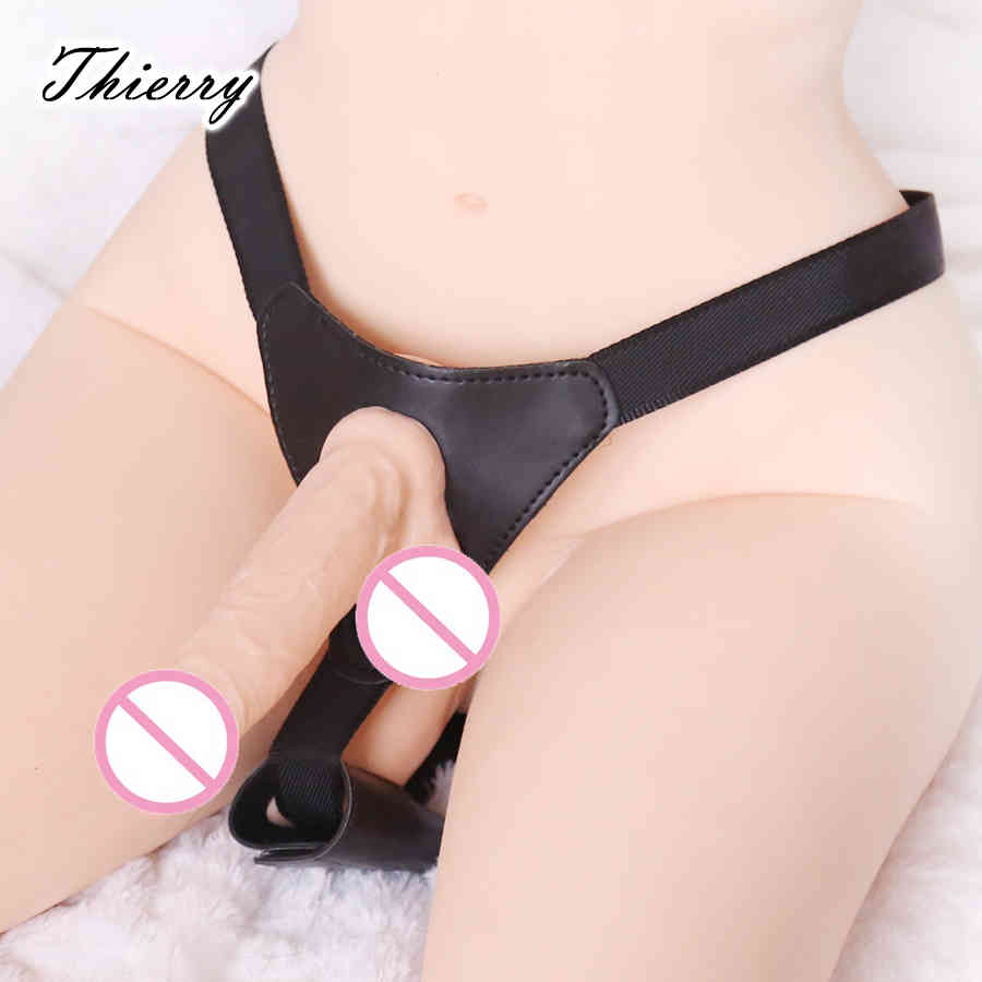 2026 New Thierry Lesbian Strapon, Double Dildo Strap On Harness Panty, Adujstable Position Anal Plug, Realistic Penis, Sex Toys For Woman Y201118 Free Shipping