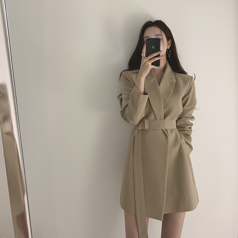 Women Blazer Spring Fashion slim with belt female blazer Jackets Female Retro Suits Coat Feminino blazers 210524