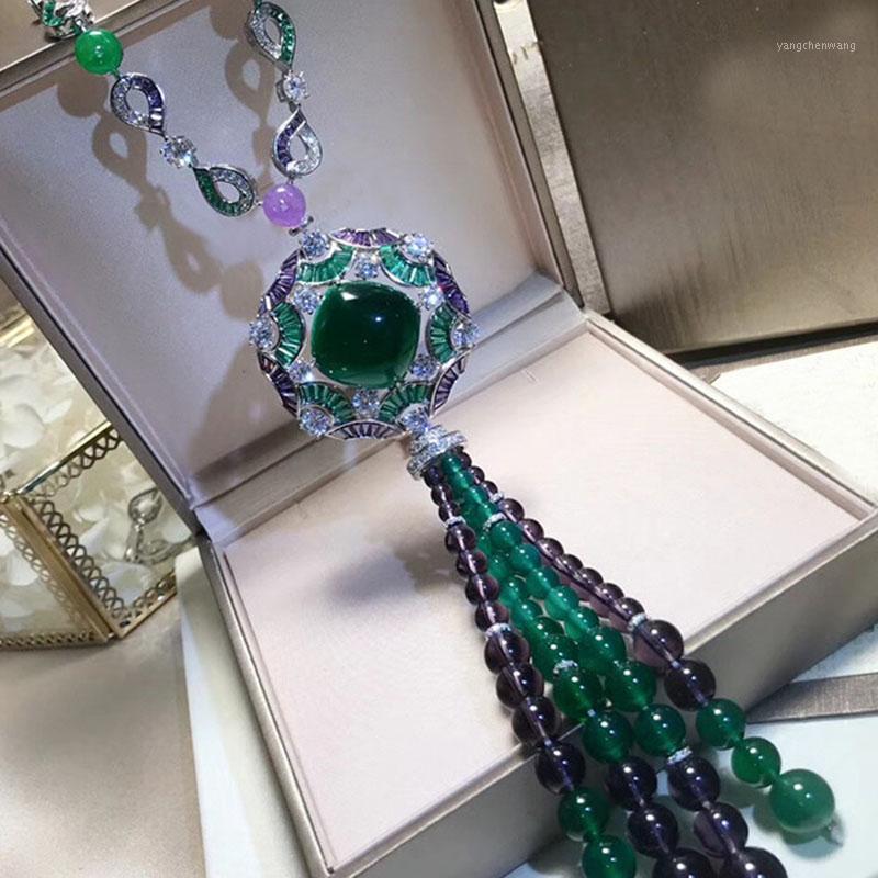 High Quality Luxury 925 Sterling Silver Green And Purple Cubic Zirconia Flower Long Tassel Beads Necklace Women Banquet Jewelry Chains
High Quality Luxury 925 Sterling Silver Green And Purple Cubic Zirconia Flower Long Tassel Beads Necklace Women Banquet Jewelry Chains