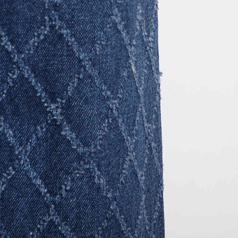 Plaid Wide Leg Jeans For Women High Waist Pocket Straight Large Size Casual Denim Trousers Female Fashion 210521