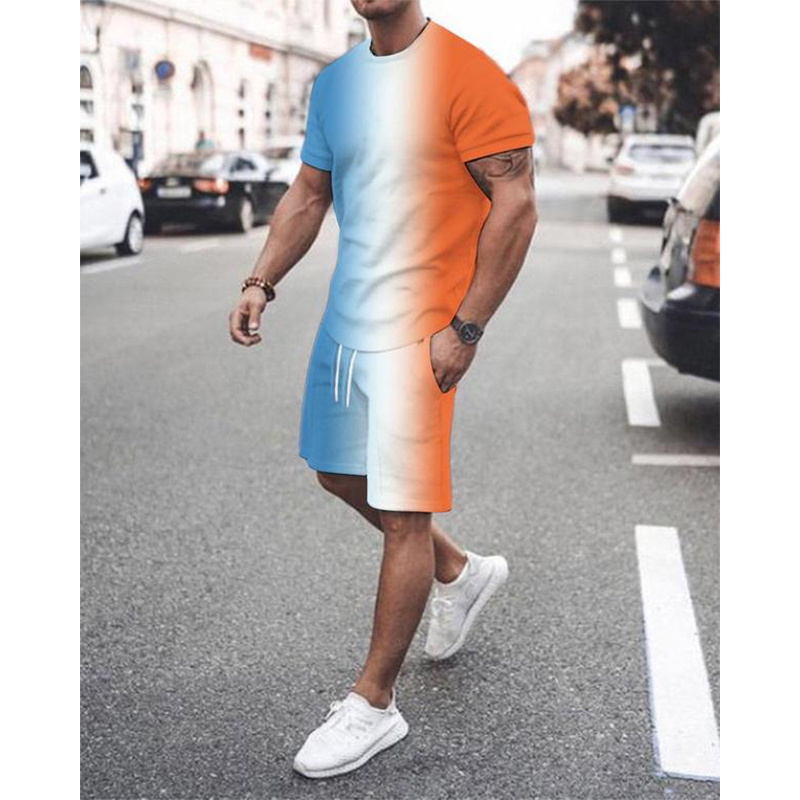 Gradient vertical stripes men s sports suit short-sleeved T-shirt with shorts comfortable breathable and dry daily leisure sports, Gray
Gradient vertical stripes men s sports suit short-sleeved T-shirt with shorts comfortable breathable and dry daily leisure sports, Gray