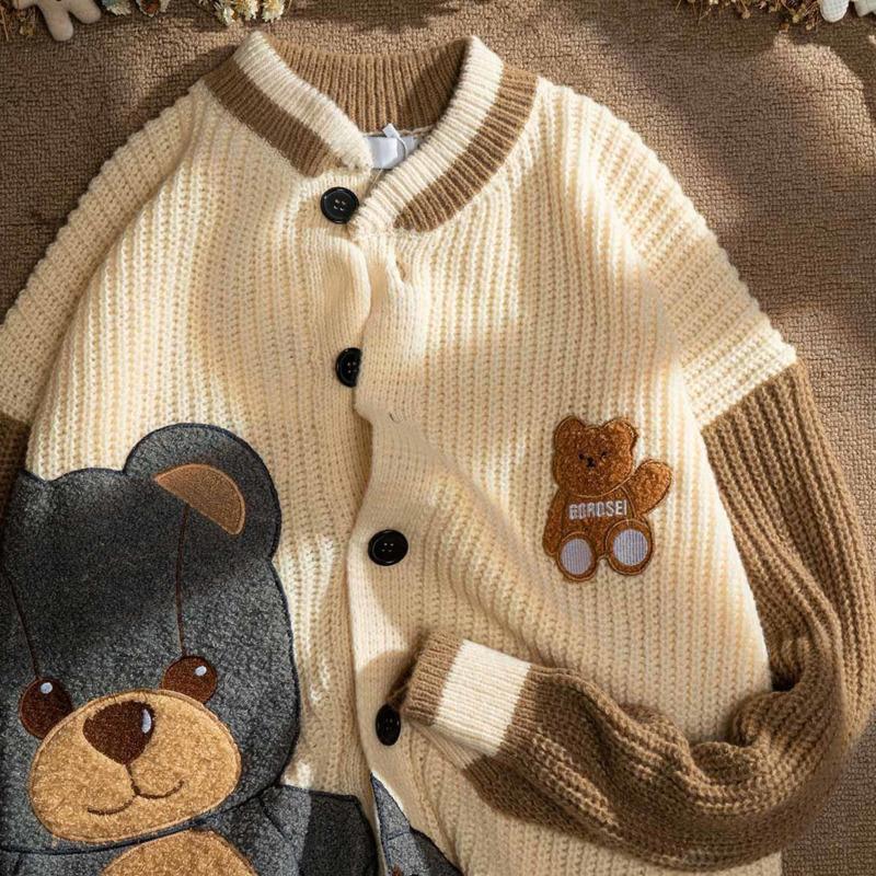 Men's Sweaters Bear Cartoon V Neck Oversize Sweater Autumn Winter Casual Loose Top Coat Vintage Knitted Thick Cardigan, White;black
Men's Sweaters Bear Cartoon V Neck Oversize Sweater Autumn Winter Casual Loose Top Coat Vintage Knitted Thick Cardigan, White;black