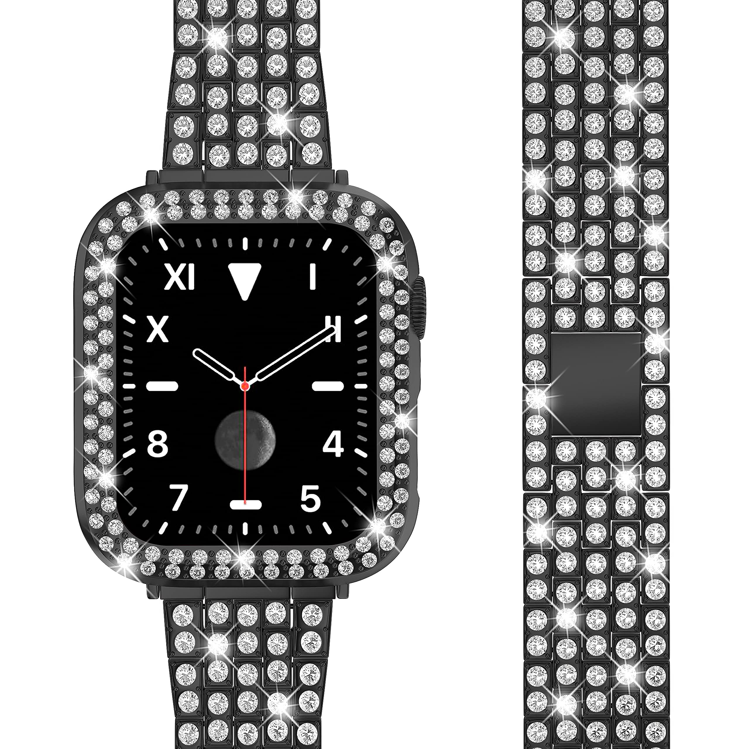 Stainless Steel Metal Bracelet Strap for iWatch Series 6/5/4/3/2/1/SE Bling Black Silver Gold Women Designer Apple Watch Band 38mm 40mm 42mm
Stainless Steel Metal Bracelet Strap for iWatch Series 6/5/4/3/2/1/SE Bling Black Silver Gold Women Designer Apple Watch Band 38mm 40mm 42mm