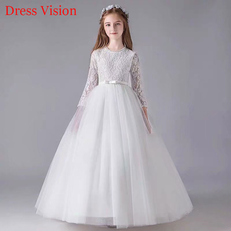 Elegant Lace Long Sleeves Flower Girl Dresses First Communion Dresses Vestidos Princess Dress, White
Elegant Lace Long Sleeves Flower Girl Dresses First Communion Dresses Vestidos Princess Dress, White
