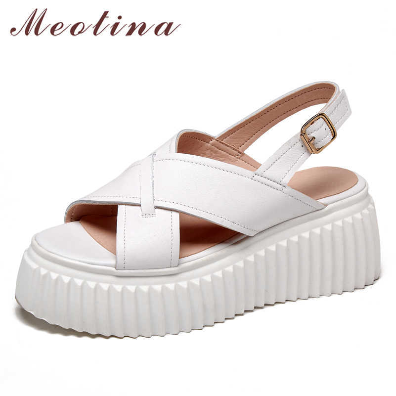 Meotina Women Shoes Genuine Leather Sandals Flat Platform Buckle Sandals Round Toe Cow Leather Ladies Footwear Summer Sliver 40 210608, White
Meotina Women Shoes Genuine Leather Sandals Flat Platform Buckle Sandals Round Toe Cow Leather Ladies Footwear Summer Sliver 40 210608, White