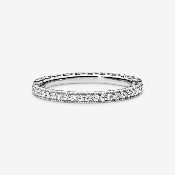 Real 925 Sterling Silver Sparkle & Hearts Ring CZ Diamond Fit Style Wedding Engagement Jewelry for Women Girls