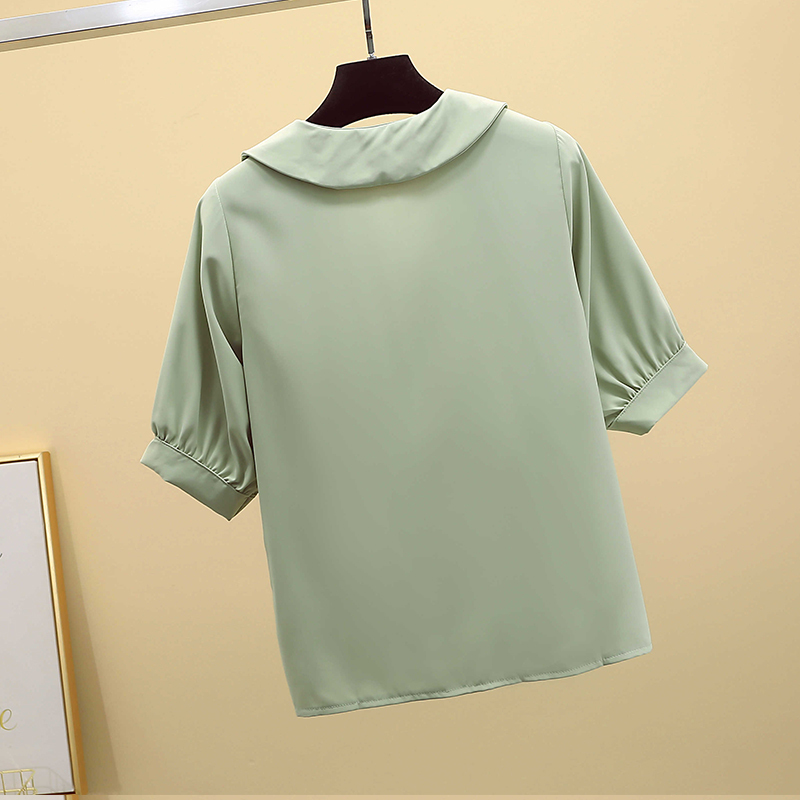 Vintage Puff Sleeve V-neck Office Lady Tops Korean Womens and Blouses Solid Short Summer Cardigan Shirts Blusas 9882 210506