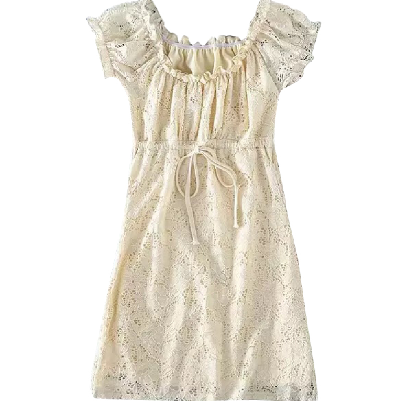 sexy elegant party mini bodycon dress women ruffle vitage embroidery bow lace casual vestidos 210521