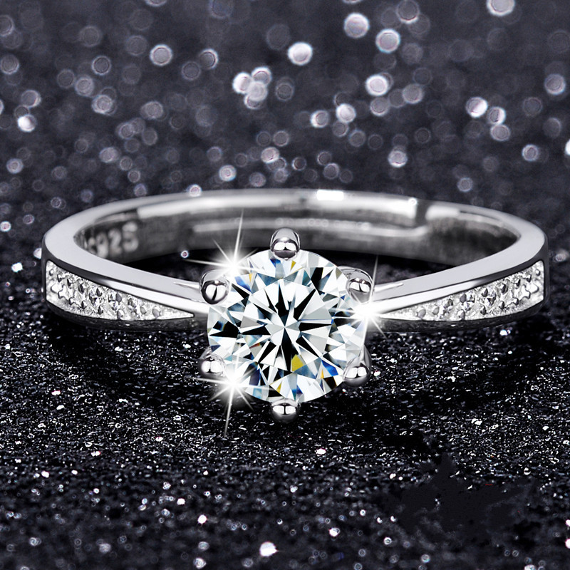 Sterling Silver Platinum Plated Classic With Side Stones full Diamond Ring Ladies Couple Lovers Wedding Holiday Gift Jewelry 
Sterling Silver Platinum Plated Classic With Side Stones full Diamond Ring Ladies Couple Lovers Wedding Holiday Gift Jewelry