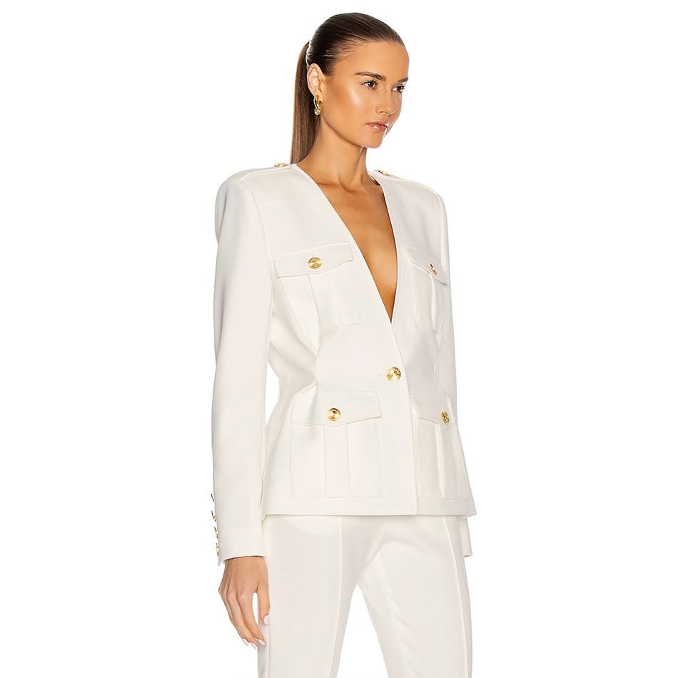 Spring Women Sets White Long Sleeve Blazer Shorts Solid Two-Piece Coat & Pants Lady Casual Fashion Suits 210423