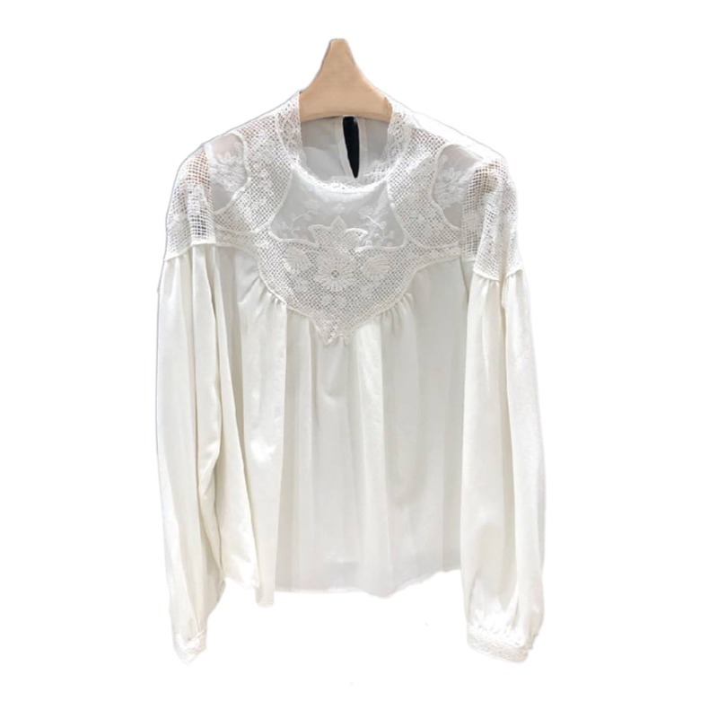 Nomikuma Women Blouse Spring New Causal Doll Shirt Korean Lace Hook Patchwork Blouses Long Sleeve O-neck Blusas Mujer 6E210 210427
