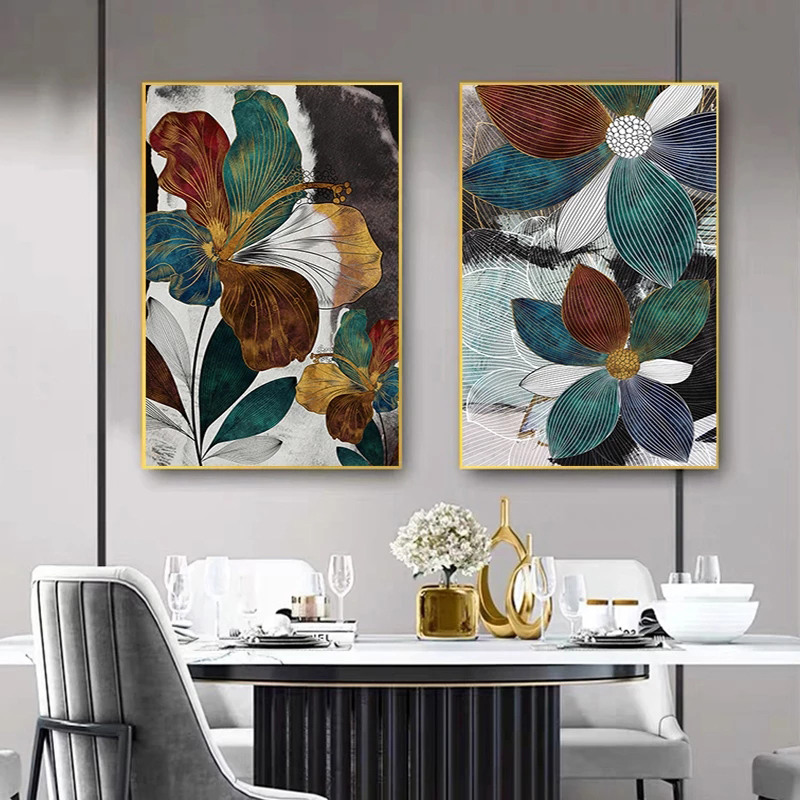 Nordic Modern Abstract Leaf Flower Wall Art Canvas Painting Plant Posters and Prints Wall Decoration Picture for Living Room