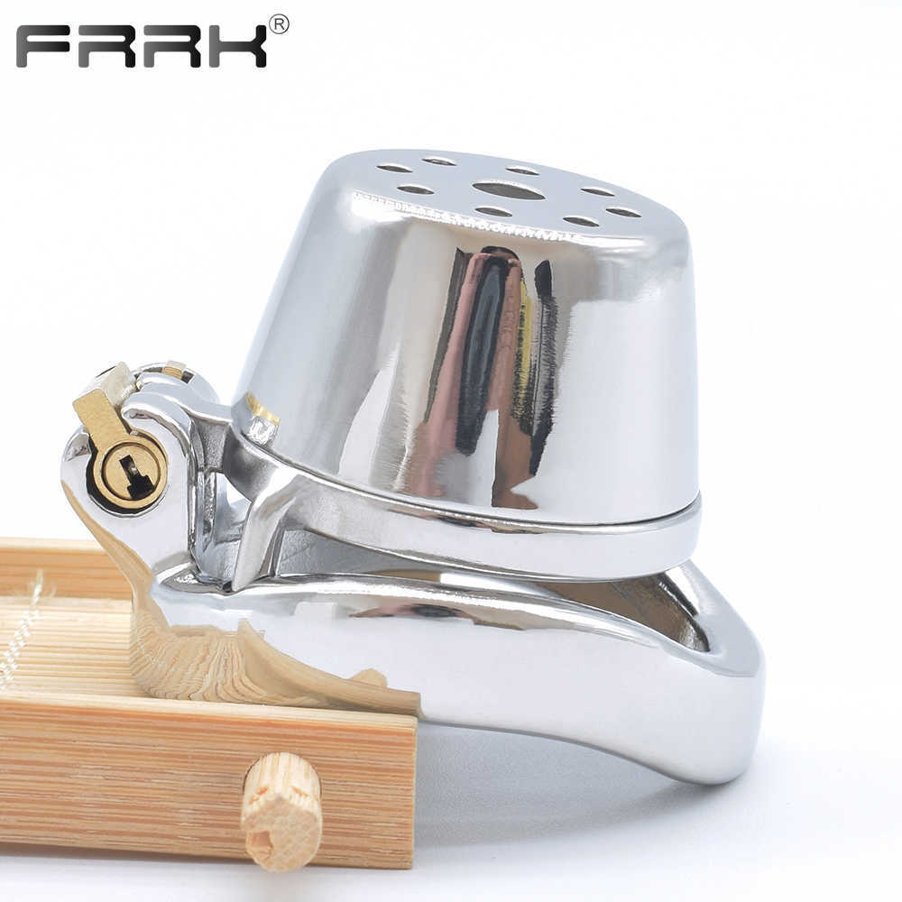 FRRK Male Chastity Cage Men's Lid Shower Bondage Belt Device Full Close Small Penis Ring BDSM Adults 18 Intimate Couple Sex Toys 211013