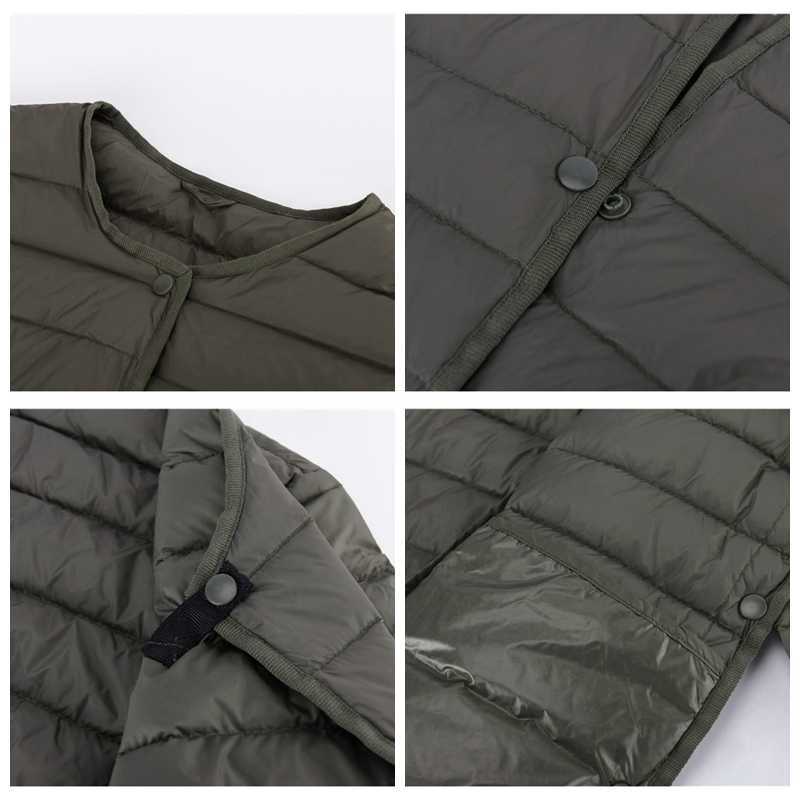 Bang Matt Fabric Light Jacket Female Ultra Light Down Jacket Women Slim Windbreaker Without Collar Lightweight Warm Coat 210819