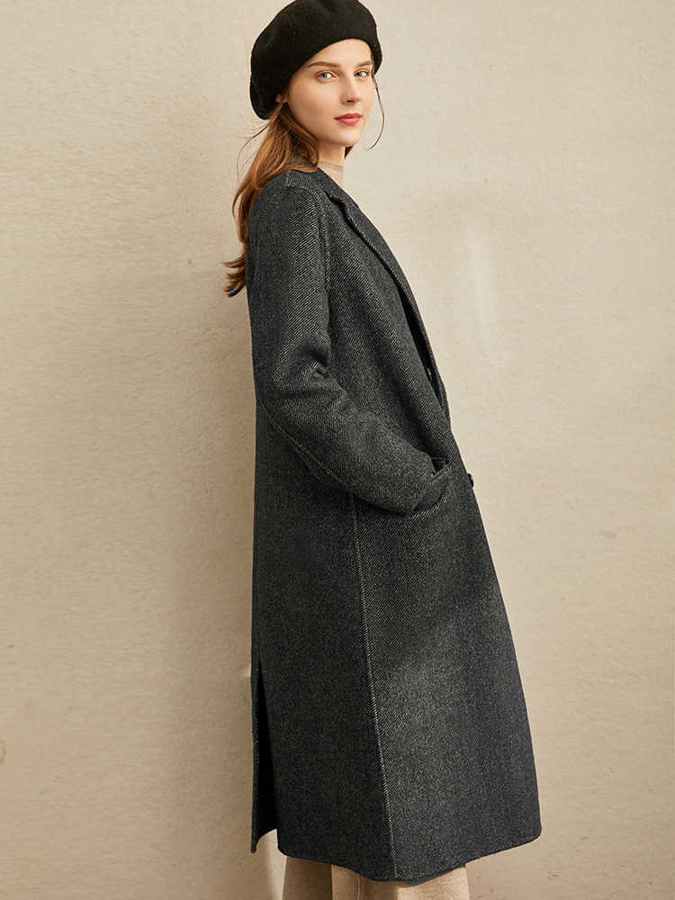 Wool Blends Winter Women Fashion Warm Solid Lapel Double Breasted Loose Elegant Female Woolen Coat 11940573 210527