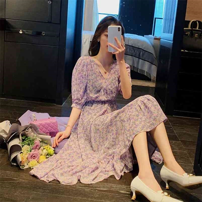 Summer Print Floral Dress Women V Neck Chiffon Boho Puff Sleeve Beach Fishtail Female Wrap Midi Lady Vestidos 210517, Purple
Summer Print Floral Dress Women V Neck Chiffon Boho Puff Sleeve Beach Fishtail Female Wrap Midi Lady Vestidos 210517, Purple