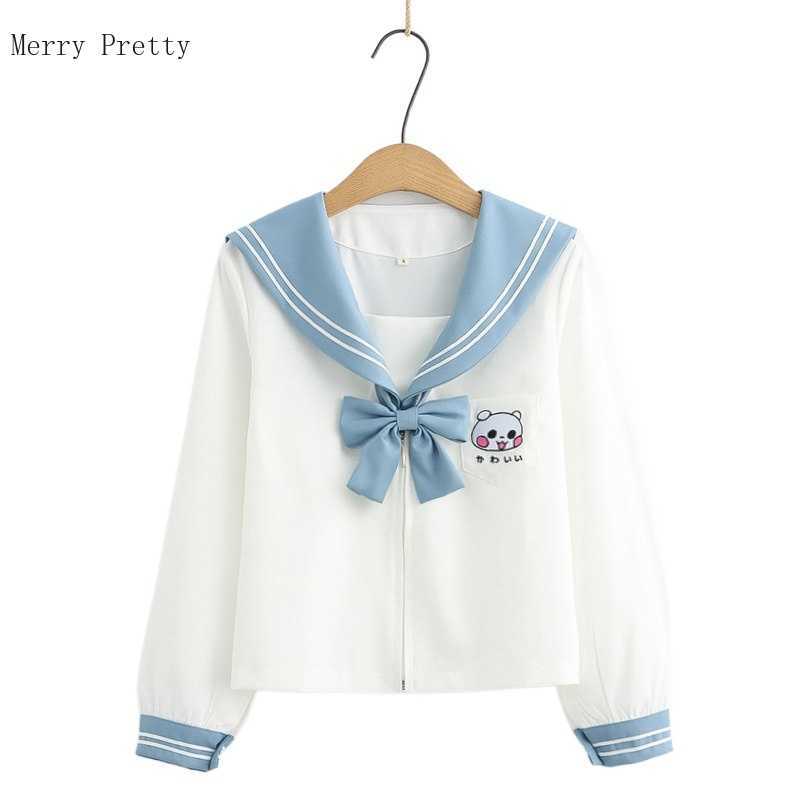 Women Cartoon Embroidery Pocket Shirts with Tie Summer Sweet Style Long Sleeve Sailor Collar Ladeis Basic Cotton Tops 210526, Blue
Women Cartoon Embroidery Pocket Shirts with Tie Summer Sweet Style Long Sleeve Sailor Collar Ladeis Basic Cotton Tops 210526, Blue