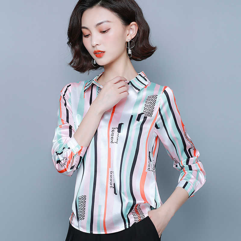 Korean Fashion Silk Women Shirts Satin Office Lady Blouses Plus Size 4XL s Tops and Blusas Femininas Elegante 210531