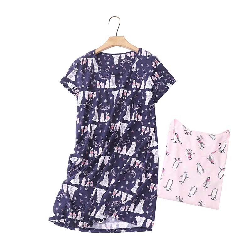 Casual Dresses Ladies Summer New Knitted Cotton Short-Sleeve Round Neck Sleep Cute Cartoon Home-wear Women' Large Size Nightdress, Navy
Casual Dresses Ladies Summer New Knitted Cotton Short-Sleeve Round Neck Sleep Cute Cartoon Home-wear Women' Large Size Nightdress, Navy