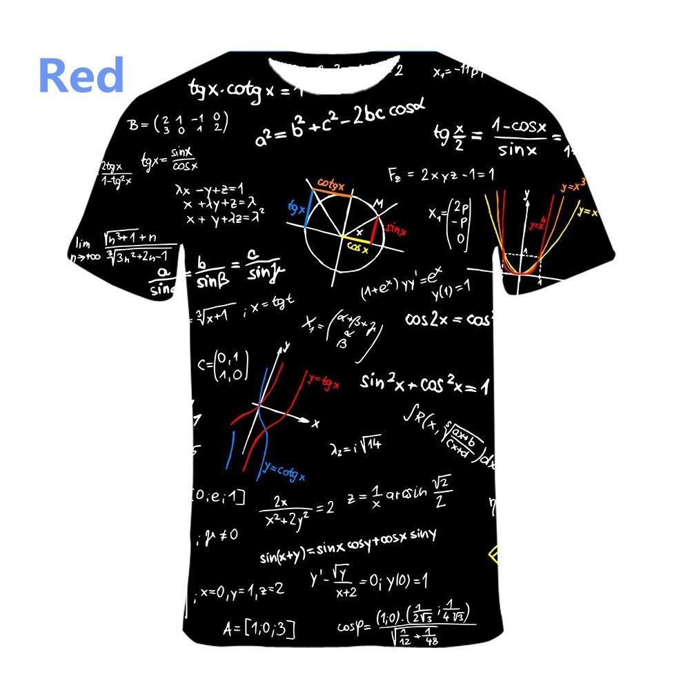 summer trend new t-shirt quadratic function digital printing boys' and girls' casual loose sports 6s0, White;black
summer trend new t-shirt quadratic function digital printing boys' and girls' casual loose sports 6s0, White;black