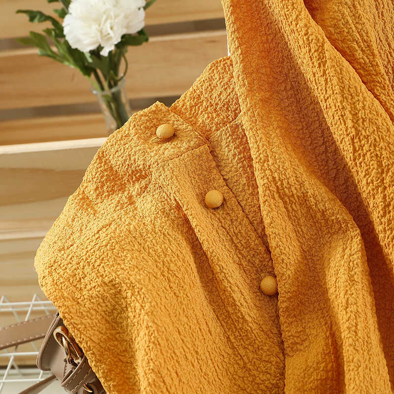 DEAT Women V-neck Longsleeve Shirt Midi-long Skirt Arrivals Short Two Piece Set Fashion Spring Summer 11D824 210709