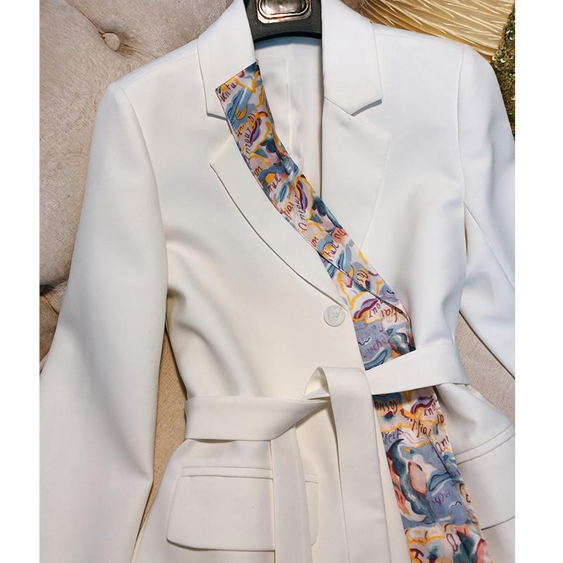 Women's Suits & Blazers Long Sleeve Stitching Print Design Trendy Ladies Suit Korea Office Queen Blazer 2021 Spring Autumn Outwear Coat