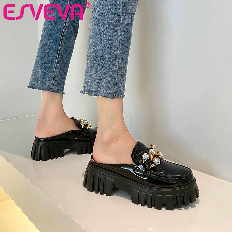 Dress Shoes ESVEVA 2021 Cow Patent Leather Platform Female Rhinestone Elegant Fashion Sandals Square High Heel Women Slides Size 34-39, Beige
Dress Shoes ESVEVA 2021 Cow Patent Leather Platform Female Rhinestone Elegant Fashion Sandals Square High Heel Women Slides Size 34-39, Beige