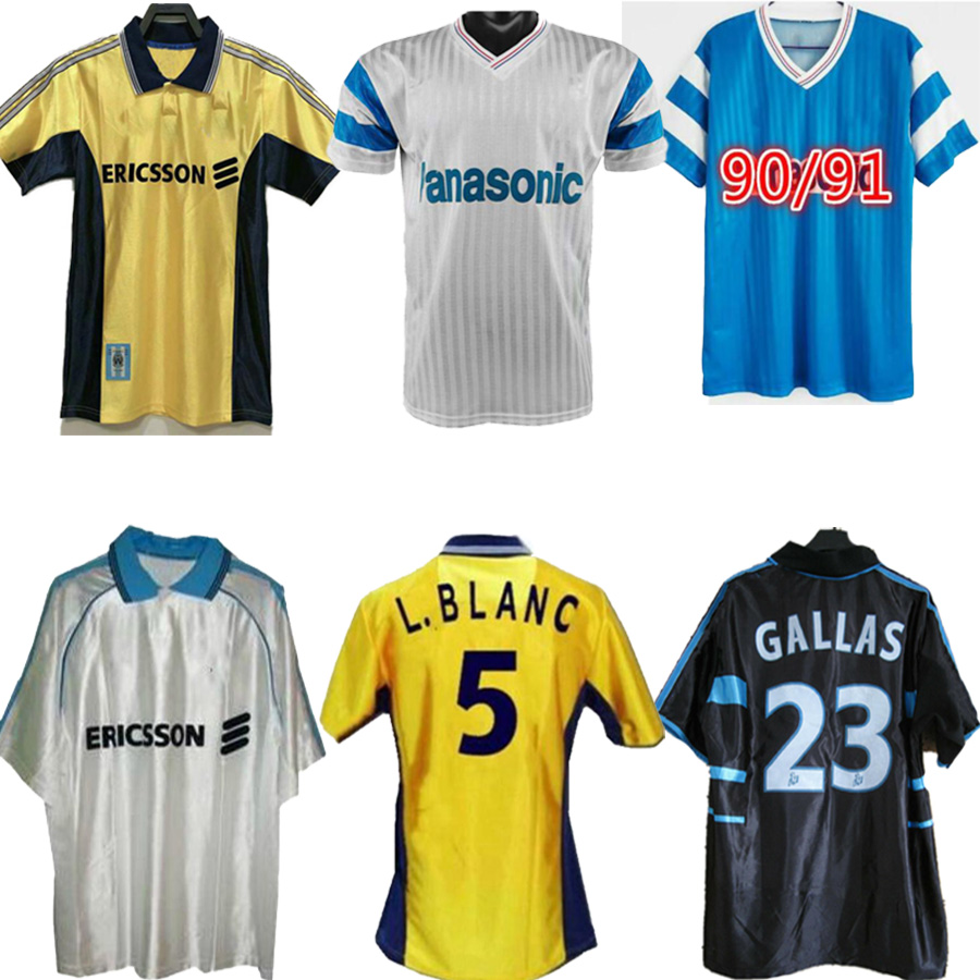 90 91 93 98 99 Olympique Retro Marseille Soccer Jersey DESCHAMPS PAPIN BOLI DESAILLY VOLLER Football PIRES, Black;yellow
90 91 93 98 99 Olympique Retro Marseille Soccer Jersey DESCHAMPS PAPIN BOLI DESAILLY VOLLER Football PIRES, Black;yellow