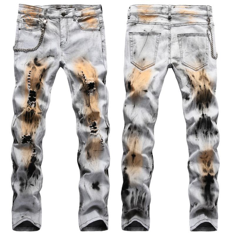 Men's Jeans Fashion Ripped Hip Hop Pants Washed Distressed Denim Trousers With Holes Stretchy Painted Big Size, Blue
Men's Jeans Fashion Ripped Hip Hop Pants Washed Distressed Denim Trousers With Holes Stretchy Painted Big Size, Blue