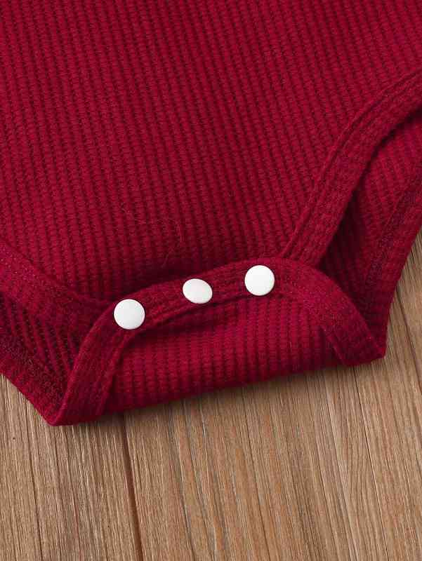 Baby Rib Knit Quarter Button Combo Bodysuit Dress SHE