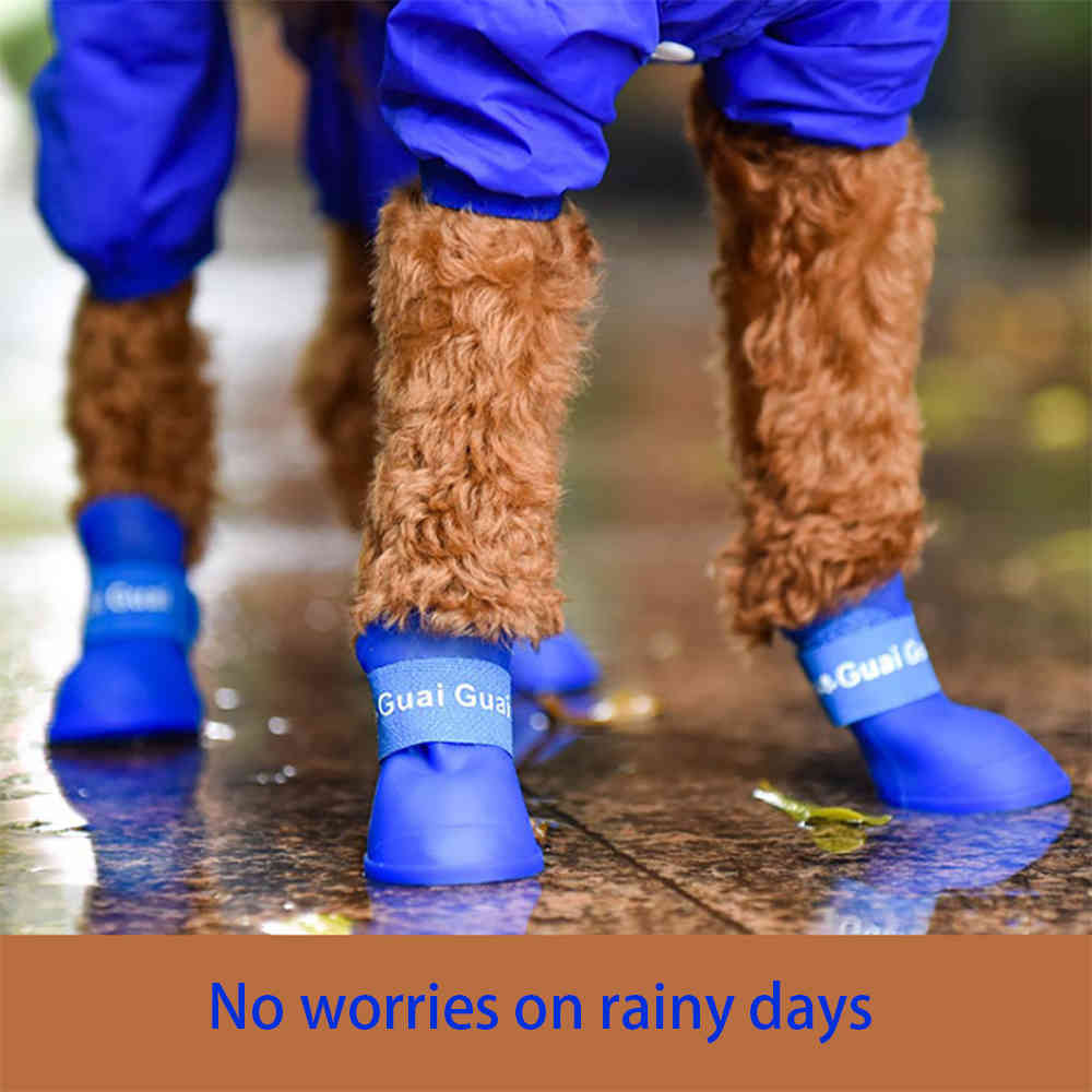 4pcs S/M/L/XL Anti Slip Waterproof Shoes For Dogs Cats Candy Colors Rubber Boots Fashion Dog Accessories Pet Rain Shoes