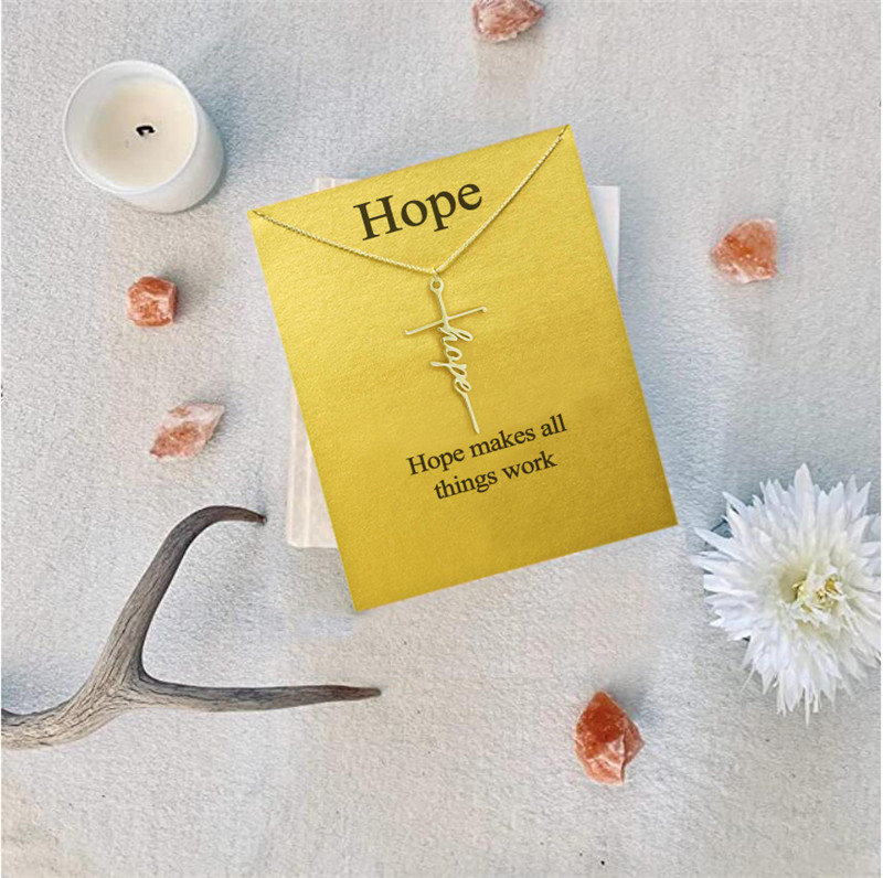 Hope Cross Religion Pendant Necklace Girls Women Letter Chokers Statement Card Jewelry Gift Silver Gold Color
Hope Cross Religion Pendant Necklace Girls Women Letter Chokers Statement Card Jewelry Gift Silver Gold Color