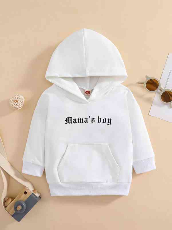 Baby Slogan Graphic Kangaroo Pocket Hoodie SHE