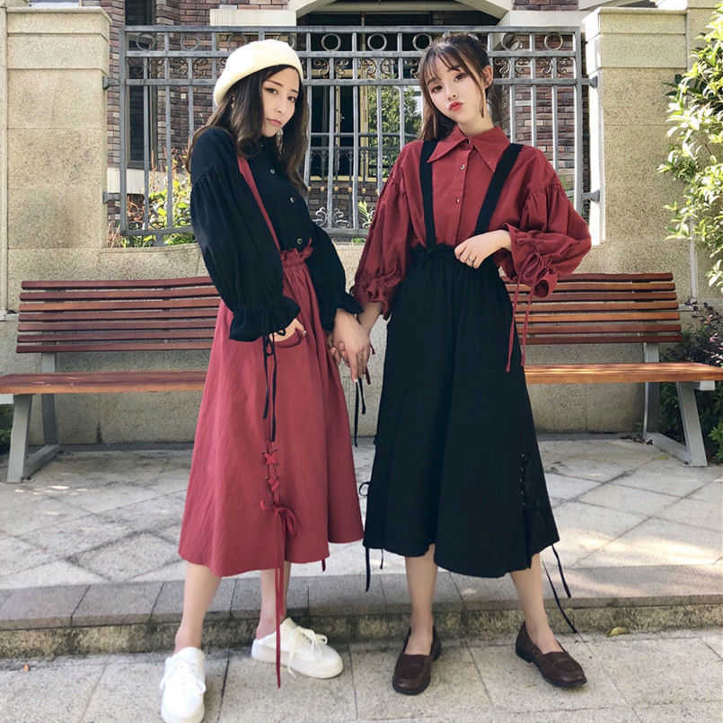 Spring Autumn Women's Suit Preppy Style Korean Loose Long Sleeve Top Dress Two-piece Girlfriend Sets Kawaii Streetwear 210526, Red black suits
Spring Autumn Women's Suit Preppy Style Korean Loose Long Sleeve Top Dress Two-piece Girlfriend Sets Kawaii Streetwear 210526, Red black suits