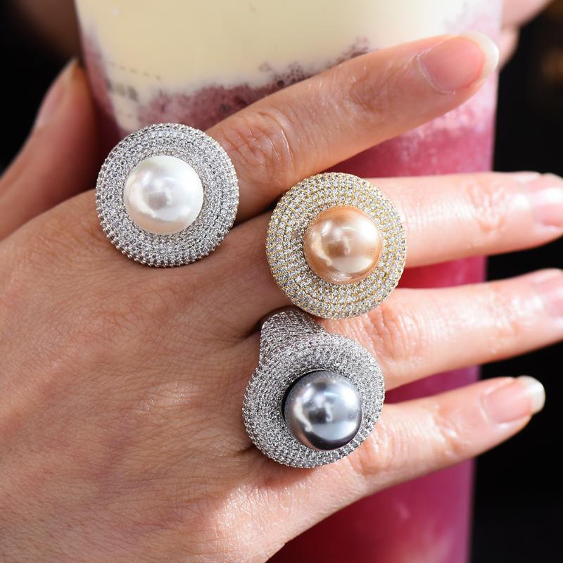 Wedding Rings Blachette Trendy Round Pearl Statement For Women Cubic Zircon Finger Beads Charm Bohemian Beach Jewelry Surprise Gifts, Slivery;golden
Wedding Rings Blachette Trendy Round Pearl Statement For Women Cubic Zircon Finger Beads Charm Bohemian Beach Jewelry Surprise Gifts, Slivery;golden
