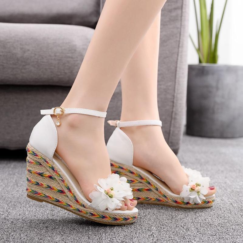 Dress Shoes Summer White Lace Flower Women's High Heels Sandals Platform Buckle Wedges Front Open Toe Ladies Size 33-42, Multi
Dress Shoes Summer White Lace Flower Women's High Heels Sandals Platform Buckle Wedges Front Open Toe Ladies Size 33-42, Multi