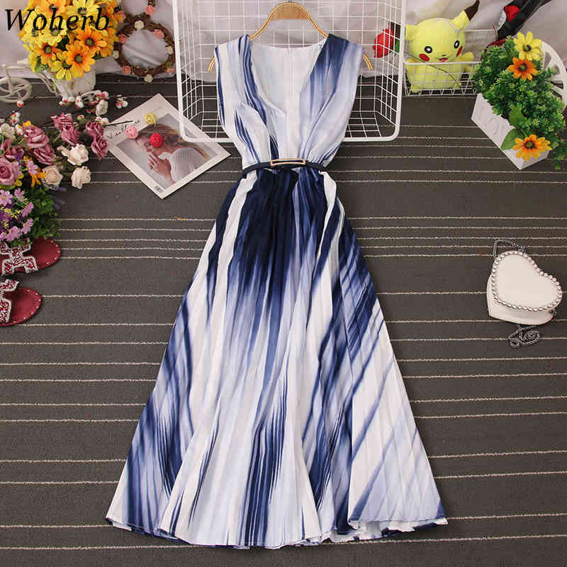 Striped Dress Female Summer Robe V Neck Slim Temperament Ladies Vestidos Fashion High Waist Elegant Dresses 4i351 210519